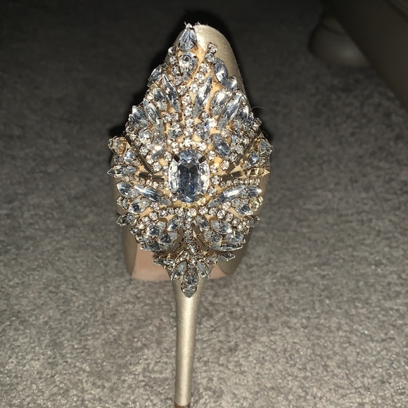 Badgley Mischka Kiara Embellished Peep-Toe Evening Pumps - Picture 2 of 8